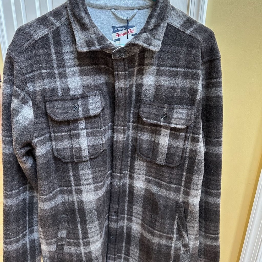 Johnnie-O Mens Stalone Fleece Shirt Jacket Size Medium Color Havana